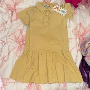 Jelly Beans Girls Khaki Polo Ruffle Dress (set of 2)